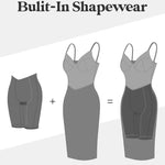 Popilush Lace Midi Dress Shapewear Dresses for Women V-Neck Slip Adjustable Straps Bodycon Slip with Underwire