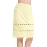 MANCYFIT Half Slips for Women Underskirt Dress Extender Lace Trim Knee Length Midi Skirt 14-25" Length Beige X-Large