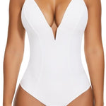 SHAPERIN Women's Deep V Neck Bodysuit Double Lined Plunge Tummy Control Shapewear Thong Body Suits Backless Cami Tank