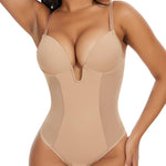 SHAPERIN Women's Backless Body Shaper Bra Faja U Plunge Low Back Shapewear Tummy Control Bodysuit