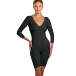 Isavela Full Body Suit Mid Thigh Length Plastic Surgery Compression Garment W/Bra (BB09) (LG, Black)