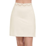 MANCYFIT Half Slips for Women Underskirt Short Mini Skirt with Floral Lace Waistband Beige Large