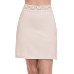MANCYFIT Half Slips for Women Underskirt Short Mini Skirt with Floral Lace Waistband Nude Small