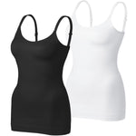 VVX Womens Shapewear for Women Tummy Control Tank Top Body Shaper Seamless Compression Camisole Tops （2pk Black+White XL）