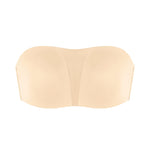 HSIA Strapless Bra for Big Bust Women, Anti-Slip Full Coverage Bandeau Plus Size Fiery Bra Underwire Support for Large Breast Beige