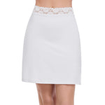 MANCYFIT Half Slips for Women Underskirt Short Mini Skirt with Floral Lace Waistband White Large