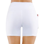 THE GYM PEOPLE High Waist Yoga Shorts for Women Tummy Control Fitness Athletic Workout Running Shorts with Deep Pockets (Medium, White)
