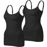 VVX Womens Shapewear for Women Tummy Control Tank Top Body Shaper Seamless Compression Camisole Tops （2pk Black L）