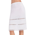MANCYFIT Half Slips for Women Underskirt Dress Extender Lace Trim Knee Length Midi Skirt 14-25" Length White Small