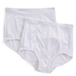 Bali womens Jacquard Mesh Tummy Panel Firm Control 2-pack Fajas Dfx710 shapewear briefs, White Garment/White Garment, X-Large US
