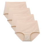 FallSweet No Show High Waist Briefs Underwear for Women Seamless Panties Multi Pack (Beige（4 Pack), L