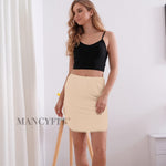 MANCYFIT Half Slips for Women Underskirt Short Mini Skirt with Floral Lace Trim Nude Medium