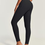 IUGA Compression Leggings for Women Tummy Control No Front Seam Leggings with Pockets High Waisted Workout Yoga Pants Black