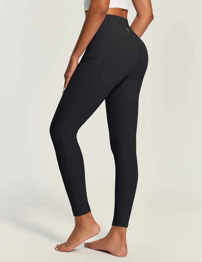 IUGA Compression Leggings for Women Tummy Control No Front Seam Leggings with Pockets High Waisted Workout Yoga Pants Black