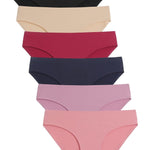 Caterlove Women's Seamless Underwear No Show Stretch Bikini Panties Silky Invisible Hipster 6 Pack (A, Medium)