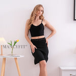 MANCYFIT Half Slips for Women Underskirt Short Mini Skirt with Floral Lace Waistband Black Large
