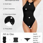 Popilush Bodysuits for Women Tummy Control Shapewear Compression Black Body Suit Seamless Thong Halter Cotton Casual Tank Top for Spring & Summer