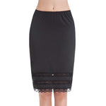 MANCYFIT Half Slips for Women Underskirt Dress Extender Lace Trim Knee Length Midi Skirt 19-26" Length Black Large