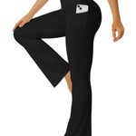 FOHOFO Yoga Pants Women, Flare Leggings for Women with Pockets Crossover High Waisted Bootcut Yoga Pants Black