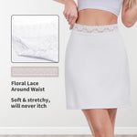 MANCYFIT Half Slips for Women Underskirt Short Mini Skirt with Floral Lace Waistband White Large