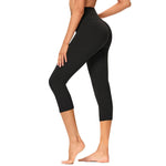 GAYHAY High Waisted Capri Leggings for Women - Soft Slim Yoga Pants for Running Cycling Workout Black