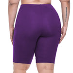 VOGUEMAX Women's Plus Size Short Leggings Stretchy Slip Shorts Mid Thigh Lightweight Pants Deep Purple