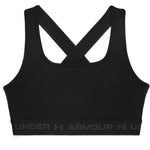 Under Armour Womens Crossback Mid Impact Sports Bra , Black (001)/Jet Gray , Large