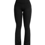 PRETISKY Womens Flared Yoga Pants with Pockets, High Waisted Flare Leggings Bell Bottom Bootcut Yoga Dress Pants Black