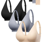 Angelhood Deep V Bras for Women Comfort Wireless Bralettes Adjustable Seamless Plunge Bras