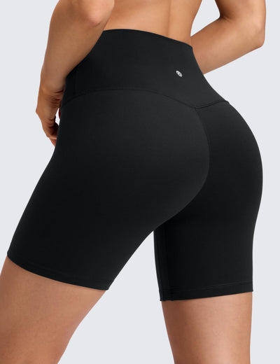 CRZ YOGA Butterluxe No Front Seam Biker Shorts 6" - High Waisted Lounge Pilates Workout Athletic Womens Buttery Soft Black Small