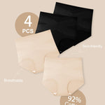 QUASTI Women's High Waisted Underwear Tummy Control Cotton Postpartum Panties Full Coverage Briefs 4 Pack(Regular & Tummy control Plus（XXL）