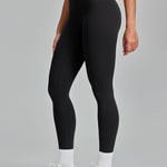 HeyNuts Pure&Plain Workout Pro 7/8 Leggings for Women, High Waisted Athletic Compression Tummy Control Yoga Pants 25'' Black L(12)