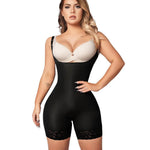 Forma Tu Cuerpo, Fajas Colombianas, Unnoticeable, Open Bust Bodysuit Mid Thigh, Straps, Black. (Ref. C-044) (L)