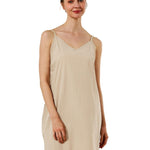 BEAUZSUZSANA Women's Full Slip for Under Dresses 100% Cotton Adjustable Spaghetti Strap Cami Shapewear Dresses V Neck (Nude,S)