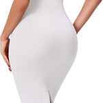 HEPOE Shapewear Slip for Women, Seamless Tummy Control Under Dress, V Neck Back Slit Body Shaper