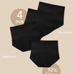 QUASTI Underwear 4 Pack Tummy Control High Waisted Ladies Panties Postpartum Compression Briefs Full Coverage（S）