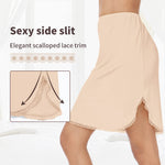 MANCYFIT Half Slips for Women Underskirt Short Mini Skirt with Floral Lace Trim Nude Medium