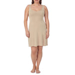 Jones New York Womens Silky Full Slip Dress Above the Knee - 38” Anti-Cling Slip with Scallop Neckline and Hem Detail - 1X - Nude