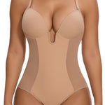 SHAPERIN Women's Backless Body Shaper Bra Faja U Plunge Low Back Shapewear Tummy Control Bodysuit