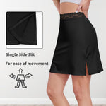 MANCYFIT Half Slips for Women Underskirt Short Mini Skirt with Floral Lace Waistband Black Large