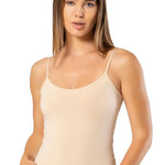 VAVONNE Spaghetti Strap Camisole Tank Tops for Women, Basic Slim-Fit Cotton Cami Undershirts (Nude, Large)