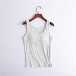 HJYUZP Tank Tops with Built In Bras - Women Padded Sports Cami Shirts Workout Yoga Camisole Tops Casual Comfy Undershirt Plus Size Ladies Soft Slim Fit Athletic Outfits White L