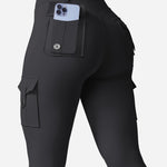 YEOREO CoreFlex Workout Cargo Leggings with Pockets for Women Hidden Scrunch Butt Lifting Leggings Gym Yoga Pants Black M