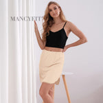MANCYFIT Half Slips for Women Underskirt Short Mini Skirt with Floral Lace Trim Nude Medium