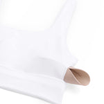 CRZ YOGA Butterluxe Womens U Back Sports Bra - Scoop Neck Padded Low Impact Yoga Clothes Workout Crop Top with Built in Pads White Medium