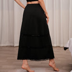 MANCYFIT Half Slip for Women Under Dresses Full Length Long Under Skirt with Lace 36" Black Large
