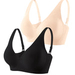 Gailife Deep V Jelly Bras for Women No Underwire Wireless Seamless Push Up Bra Comfort Support Plunge Bralette Full Coverage -BK/ND,3XL