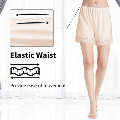 MANCYFIT Pettipants for Women Half Slip Culotte Shorts Split Skirt Lace Snip 4" Inseam Nude X-Large