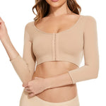 KSKshape Arm Shaper for Women Post Surgery Arm Lipo Compression Sleeves Front Closure Shapewear Bra Posture Corrector Tank Top,Beige,S