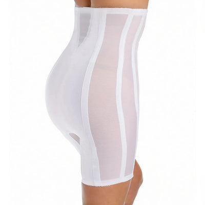 Rago Style 6210 | High Waist Long Leg Shaper with Side Zipper | Extra Firm Control | Tummy Waist & Thigh Sculpting | Made in USA (White, 9X/48)